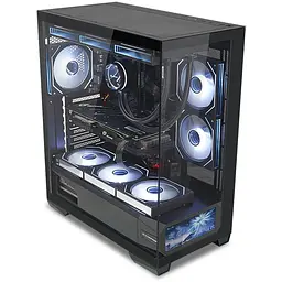 Корпус ALmordor QX25A LCD чорний, без БЖ, для ATX/MicroATX/Mini ITX, 1xUSB-С, 2xUSB-A 3.0, макс. CPU - 160 мм / VGA - 410 мм / PSU
