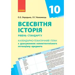 Всесвітня історія 10 клас. Календарно-тематичне планування. Рівень стандарту - Олег Охредько