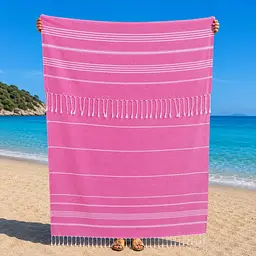 Рушник пештемаль Turkey Towel 100х180 см легкий великий для пляжу басейну бані сауни підстилка на дачу пікнік природу відпустку море полоса темно-рожевий