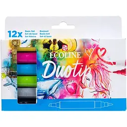 Набір маркерів акварельних двосторонніх Royal Talens ECOLINE DUO TIP BASIC 12шт