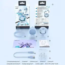 Навушники TWS Acefast T8 ice blue - мініатюра 3