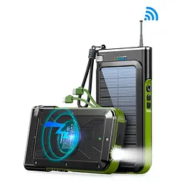 Зовнішній акумулятор із сонячною панеллю Solar 20000 mAh PN-W26 з радіо та БЗП - мініатюра 3
