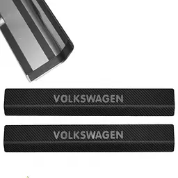 Накладки на пороги для Volkswagen Transporter / Multivan T5/t6 2003-2021 Нержавійка з карбоновою вставкою і вигином 2 шт (Premium PK-VW37)