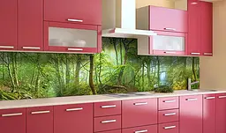 Вініловий кухонний фартух Вологий Ліс наклейка для кухні ПВХ дерева Природа Зелений Happy Pocket Z181789 - мініатюра 2