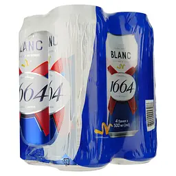 Набір пиво світле Kronenbourg 1664 Blanc спеціальне пшеничне пастеризоване 4.8% (0.5 л х 4 шт.) - мініатюра 3