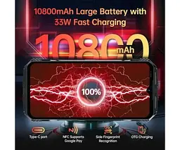 Смартфон захищений Doogee S118 Pro 8/512Gb з NFC та АКБ 10800 мАч black red (6923740249260) - мініатюра 5