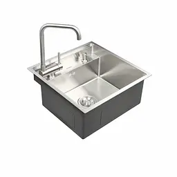 Кухонна прихована мийка Platinum Handmade 500x500x220 (змішувач в комплекті), Нержавіюча сталь