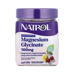 Магній 100 мг Natrol (Glycinate) - 30 soft chews, для м’язів і нервової системи