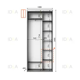Шафа-купе Idea серія 1 100 x 45 x 240 см Венге темний Дзеркало - мініатюра 2