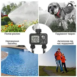 Програмований таймер подачі води XON WaterTimer X346 для поливу (XWTDB2152401B 3510) Чорний - мініатюра 5