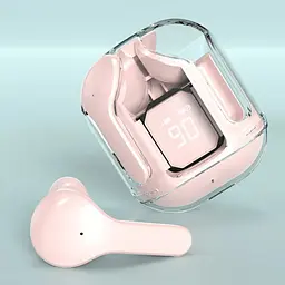 Бездротові Bluetooth-навушники T2 TWS з цифровим дисплеєм і Hi-Fi звуком рожеві