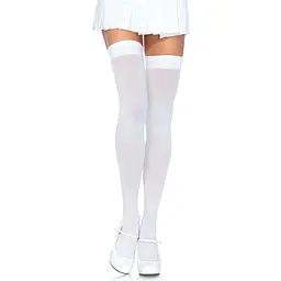 Щільні непрозорі панчохи Leg Avenue Nylon Thigh Highs White, plus Size