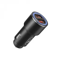 Автомобільний зарядний пристрій SkyDolphin SZ15 Aluminium QC3.0 (2USB, 2.4A) Чорний (AZP-000087)