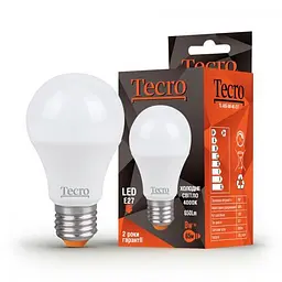 Світлодіодна лампа E27, 8 Вт, 4000K, A60, Tecro, 650 Лм, 220V (TL-A60-8W-4K-E27)
