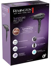 Фен Remington Supercare PRO 2100 AC motor, 2100Вт, 3 режими, іоніз-я, хол. обдув, чорний - мініатюра 10