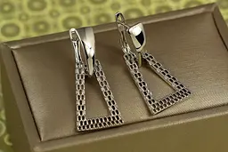 Сережки Xuping Jewelry трапеція стільники 3.4 см сріблясті