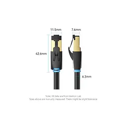 Патч-корд 8м, S/FTP cat 8 RJ-45 black Vention (IKABK) - мініатюра 12