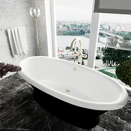 Ванна окремостояча глянцева Amidicon Olimpia 180x90 чорна на п'єдесталі з литого каменю OLIMPIA_180_piad_BLACK_HL, Чорний - мініатюра 5