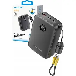 Зовнішній акумулятор Vention 20000mAh 22.5W Power bank FKBB0-C із вбудованим кабелем - мініатюра 2