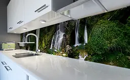 Вініловий кухонний фартух Лісовий водоспад 03 наклейка для кухні ПВХ ліс Природа Зелений Happy Pocket Z181628 - мініатюра 6