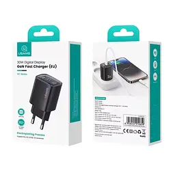 МЗП Usams US-CC229 GaN Digital Display XC Ser. 30W (1USB-A/1C) Black - мініатюра 5