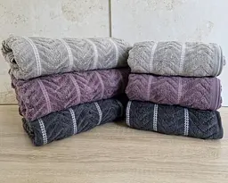Набір турецьких махрових рушників Cestepe MicroCotton Premium 3 штуки 50x90 + 3 штуки 70х140 Multi 3 щільність 600 г/м2 - мініатюра 4