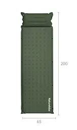 Килимок самонадувний з подушкою 3см Naturehike (CNK2550WS025) одномісний - зелений - мініатюра 2