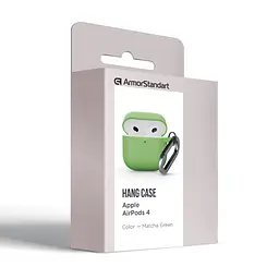 Силіконовий чохол для навушників Apple AirPods 4, Hang Case, зелений, ультратонкий захисний кейс товщиною 2 мм, захист від подряпин, пилу та ударів, компактний, з карабіном для кріплення, ArmorStandart (ARM81286) - мініатюра 8