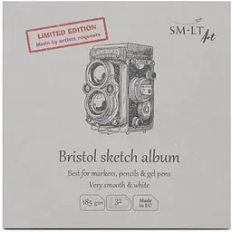 Альбом для ескізів SM-LT Art Authentic (Bristol) Layflat 14.8х14.8см 185г/м2 32л білий та гладкий папір - мініатюра 2