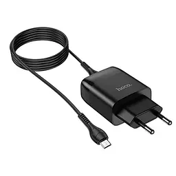 МЗП Hoco C72Q Glorious QC3.0 18W (1USB-A) + кабель USB to MicroUSB Чорний - мініатюра 3
