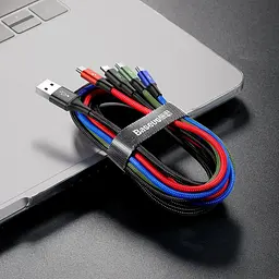 Кабель Baseus Fast 4-in-1 Cable USB to Lightning+Type-C(2)+Micro 3.5A 1.2M CA1T4-B01 Black - мініатюра 4