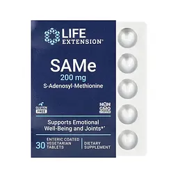 S-Аденозил-метіонін Life Extension S-Adenosyl-Methionine (SAMe) 200 мг 30 вегетаріанських таблеток