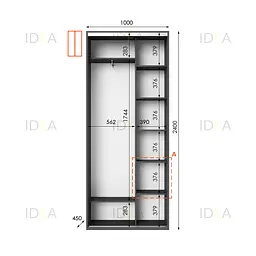 Шафа-купе Idea серія 1 100 x 45 x 240 см Антрацит Дзеркало - мініатюра 2