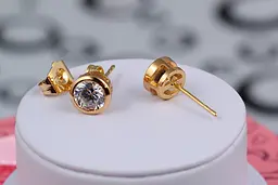 Сережки гвоздики Xuping Jewelry камінчик в обідку 6 мм золотисті - мініатюра 2