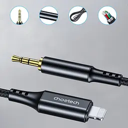 Кабель AUX Lightning - TRS Audio 3.5мм M/M 2м Choetech - мініатюра 6
