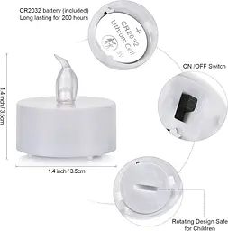 Безпламні світлодіодні чайні свічки Biyanuo Tea Light, 12 шт. Мерехтливі червоні 200+ годин Tealight Candle - мініатюра 2