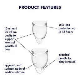 Satisfyer Feel Confident Menstrual Cup - Менструальні чаші, 15 та 20 мл (прозорі) - мініатюра 2