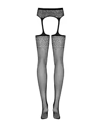 Сітчасті панчохи-стокінги із квітковим малюнком Obsessive Garter stockings S207 чорні імітація S/M/L - мініатюра 6