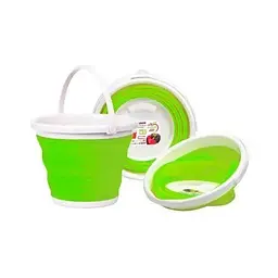 Відро - трансформер складане Good idea Collapsible 32х25 см силіконове 10 л Зелений - мініатюра 3