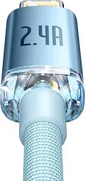 Кабель Baseus Crystal Shine Series Fast Charging Data Cable USB to iP 2.4A 2 м Sky Blue (CAJY001203) - мініатюра 3