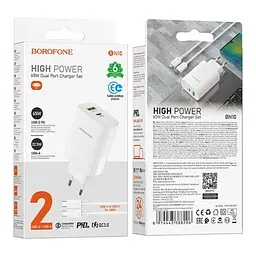 Зарядний пристрій Borofone BN10 PD 65W + QC3.0 (1Type-C/1USB) Білий - мініатюра 5