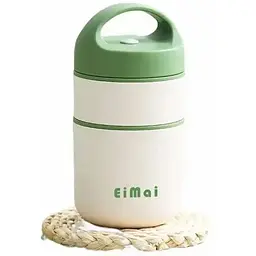 Термос для їжі - ланчбокс FOOD 0.68л харчовий термос з контейнером white-green - мініатюра 2