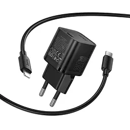Зарядний пристрій Hoco N66 Type-C PD 35W чорний + кабель Type-C to Lightning - мініатюра 4