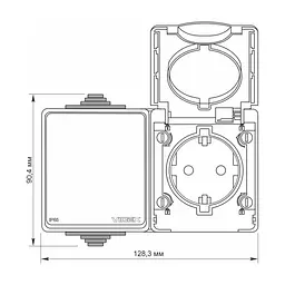 Вимикач Videx BINERA IP65 зовнішня 1ая із заземленням (VF-BNW3-G) - мініатюра 4