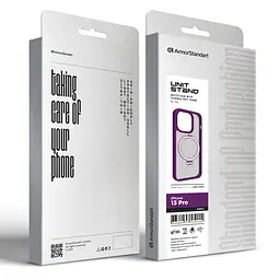 Чехол для Apple iPhone 13 Pro, Unit Stand, фиолетовый, MagSafe, противоударный защитный чехол-панель с подставкой, поддержкой магнитных держателей и беспроводной зарядки, защита всего корпуса, силикон + поликарбонат, ArmorStandart (ARM74898) - мініатюра 2