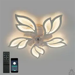 Керована світлодіодна люстра з вентилятором FAN ASTRA 85W+18W 5F-APP-680×120-WHITE/CLEAR-220-IP20 ESLLSE