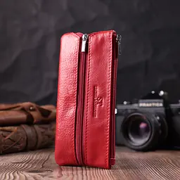Яскрава шкіряна ключниця на блискавці ST Leather 22557 червона - мініатюра 7