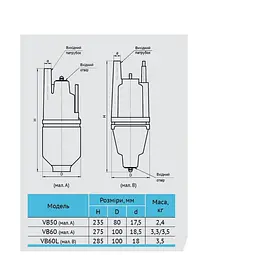 Вібраційний насос Rudes VB60L кабель 10 м - мініатюра 4