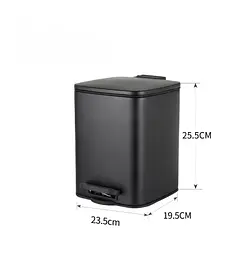 Відро для сміття Zerix Kubix-TC0106 Black з плавним закриттям, квадратне, 6 л, чорний (ZX5890) - мініатюра 5