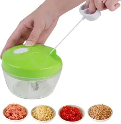 Універсальна ручна овочерізка подрібнювач із піддоном Easy Spin Cutter, Kitchen Master Салатовий 85348 - мініатюра 7